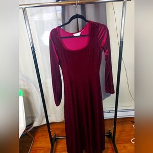 Jumping Joy Cranberry Velvet Long Sleeve Medieval Dress L